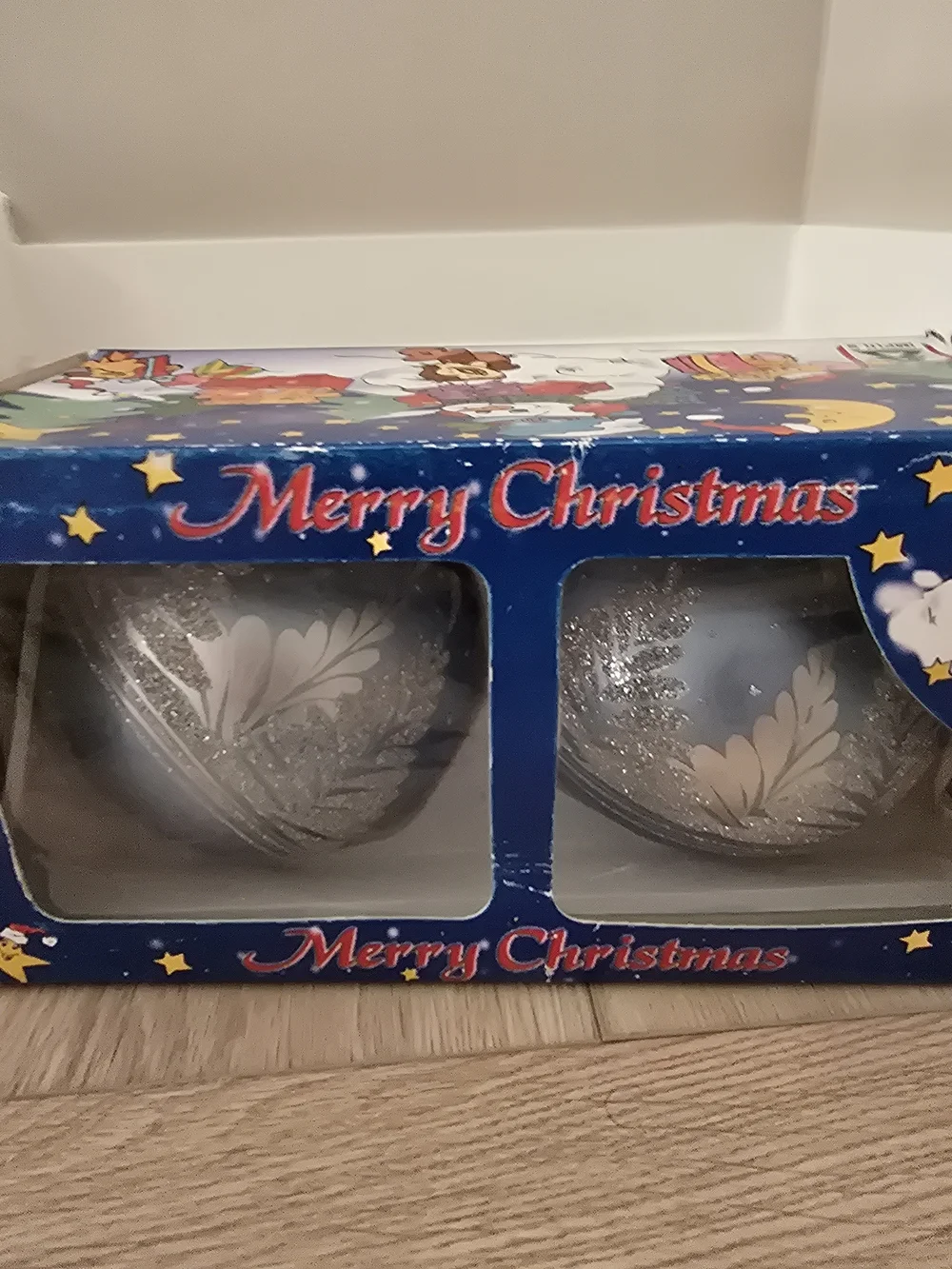 VTG Impuls Mouth Blown 2 LARGE Polish Glass Ball Christmas Ornament Made Poland